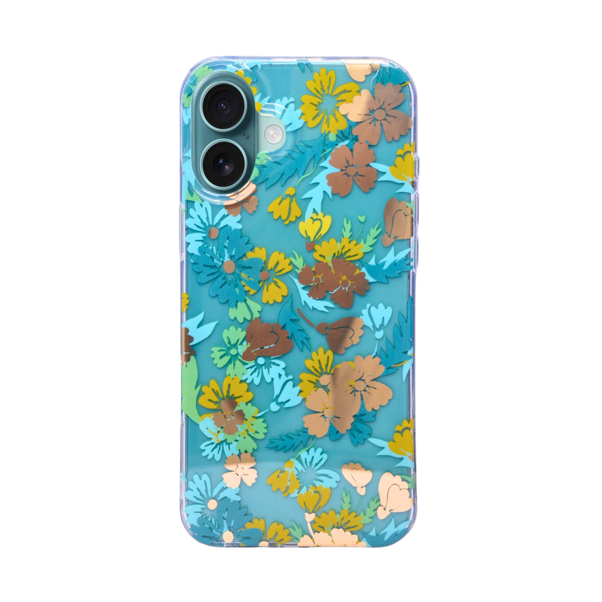 Vibrant Transparent Floral Pattern Phone Case for iPhone 16 Plus