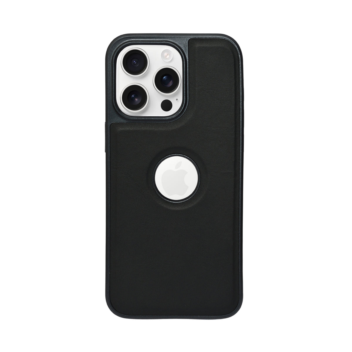 Premium Leather Texture with Logo Cutout Phone Case for iPhone 15 Pro Max