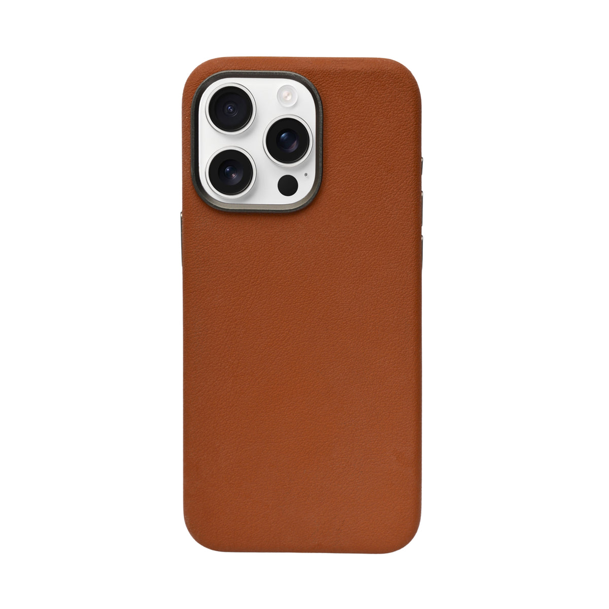 Premium PU Leather with Metal Camera Frame Phone Case for iPhone 15 Pro Max
