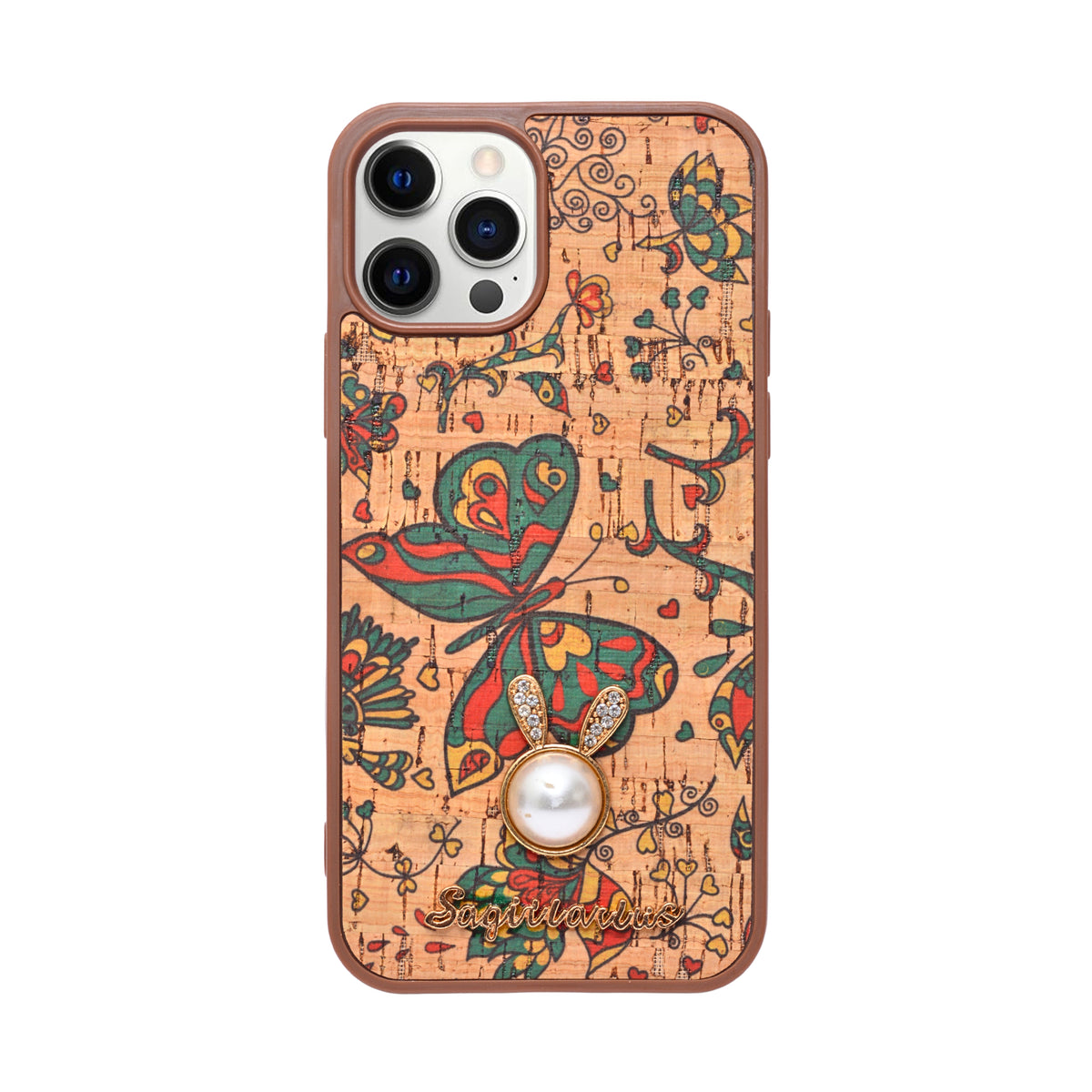 Bohemian Ethnic Print Cork Texture with Pearl Detail Phone Case for iPhone 12 / 12 Pro