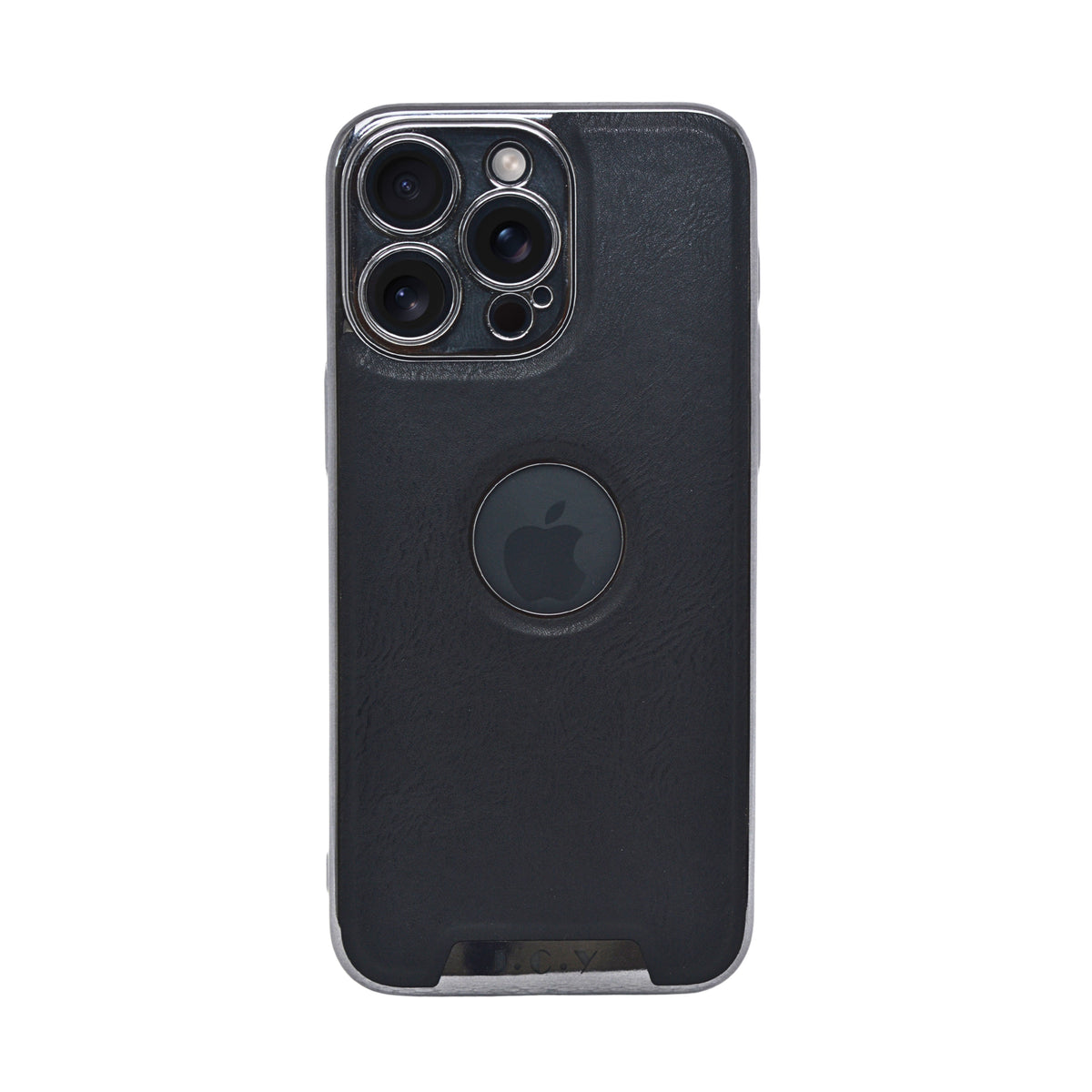 Luxury Vegan Leather with Logo Cutout Phone Case for iPhone 15 Pro Max