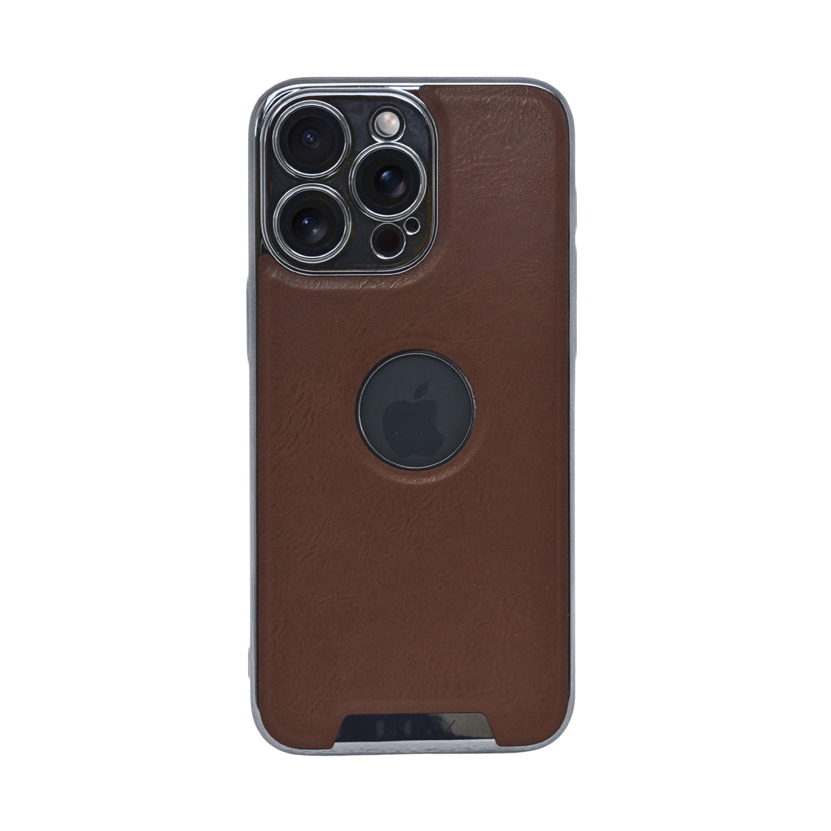 Luxury Vegan Leather with Logo Cutout Phone Case for iPhone 15 Pro Max