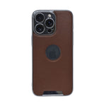 Luxury Vegan Leather with Logo Cutout Phone Case for iPhone 15 Pro Max