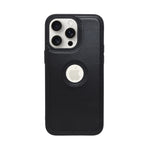 Black Leather Case with Apple Logo Cutout for iPhone 14 Pro Max