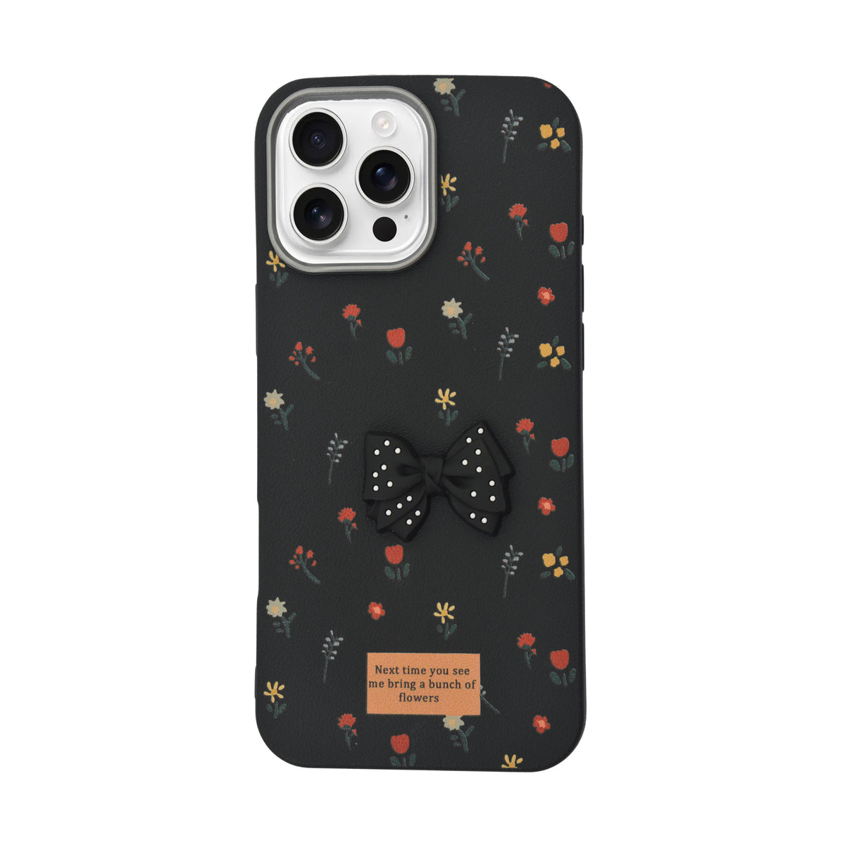 Cute Floral with 3D Bow Case For iPhone 16 Pro