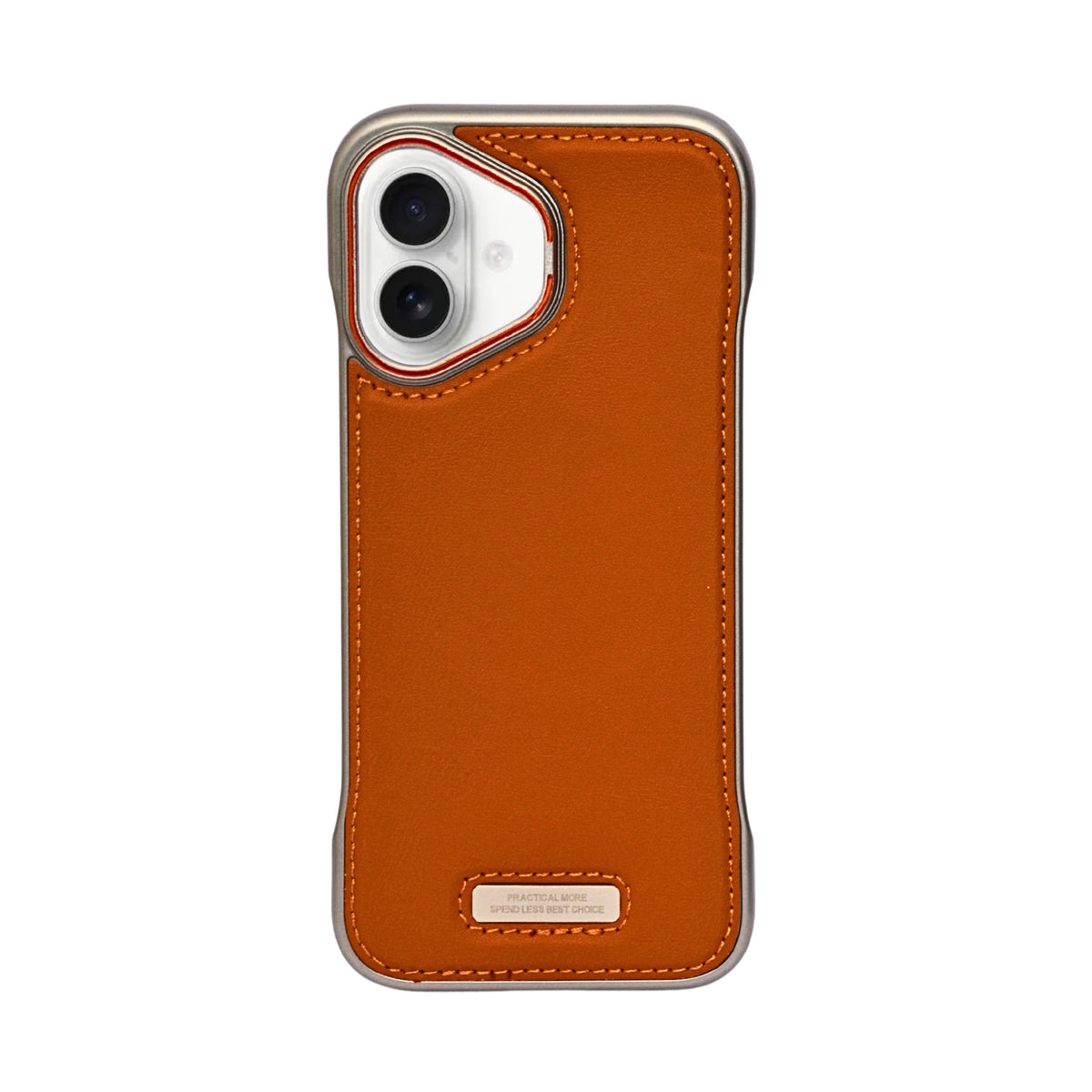 Premium Leather Finish with Metal Base Phone Case for iPhone 16 Plus