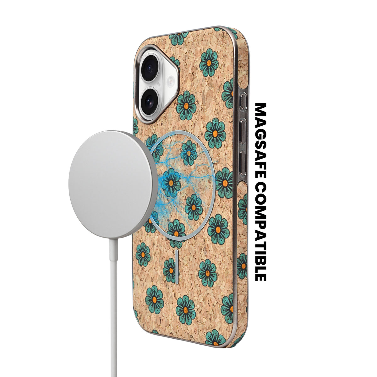Cork Texture Printed MagSafe Compatible Phone Case for iPhone 16