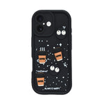 Adorable Coffee Vibe 3D Patch Silicone Phone Case with Cute Bear and Smiley for iPhone 16