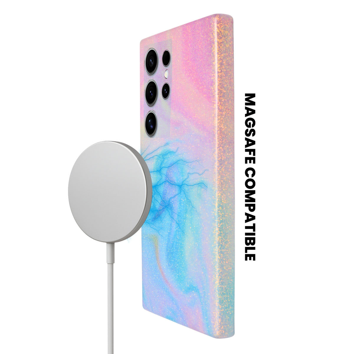 Premium Pastel Glitter Marble Finish Hard Phone Case for Samsung Galaxy S24 Ultra