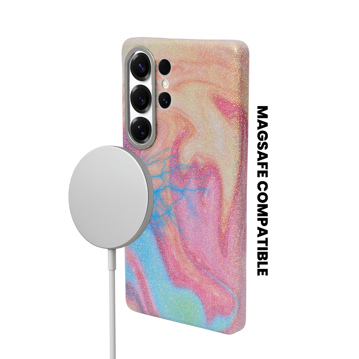 Premium Pastel Glitter Marble Finish Hard Phone Case for Samsung S25 Ultra