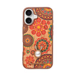 Bohemian Ethnic Print Cork Texture with Pearl Detail Phone Case for iPhone 16