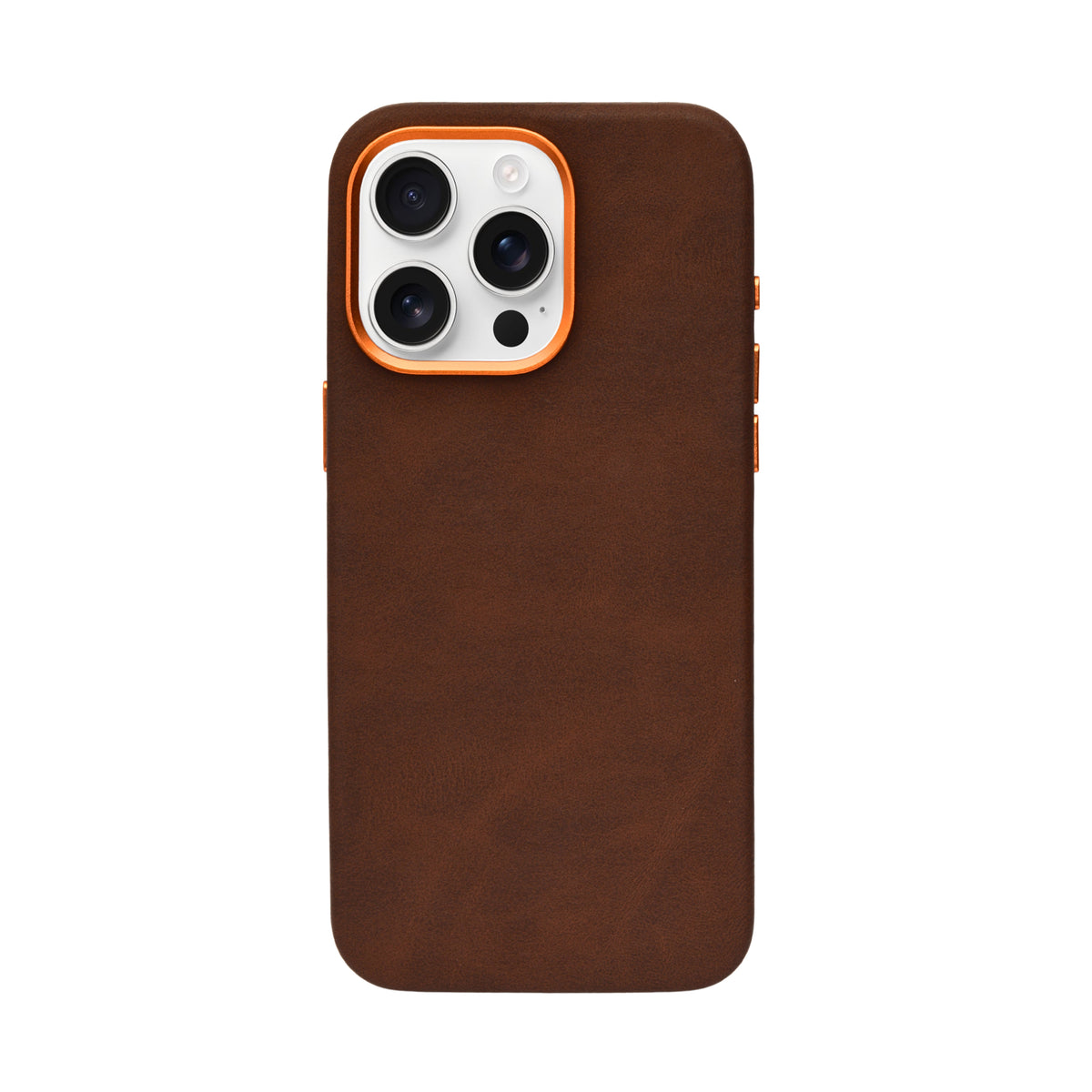 Luxury Vegan Leather with Stylish Accent Camera Frame Phone Case for iPhone 15 Pro Max