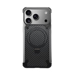 Frameless Carbon Fiber Metal Bumper Case with MagSafe Ring Stand Phone Case for iPhone 17 Pro Max