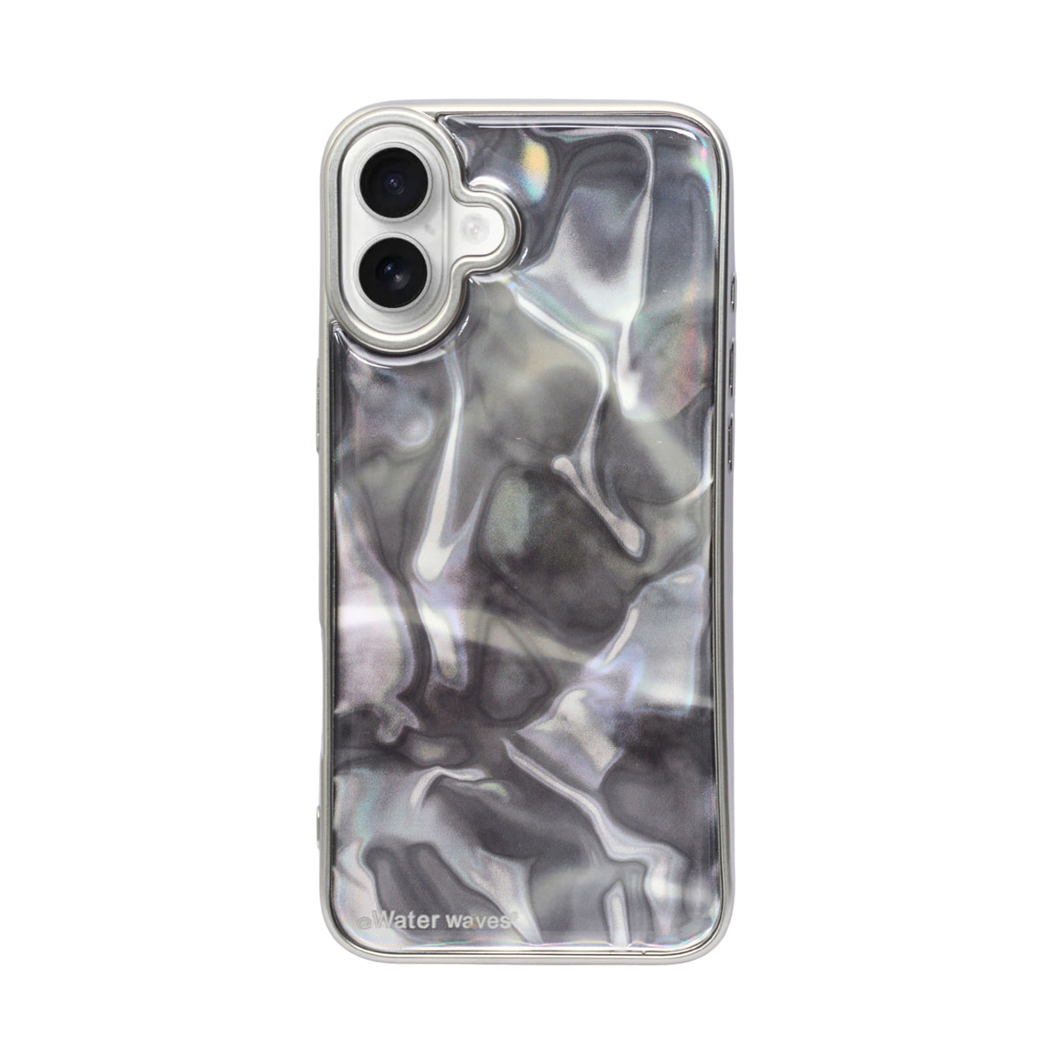 Marble Wave Glossy Water Flow Design Shockproof Cover For iPhone 16 Plus