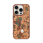 Bohemian Ethnic Print Cork Texture with Pearl Detail Phone Case for iPhone 15 Pro