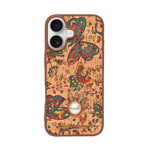 Bohemian Ethnic Print Cork Texture with Pearl Detail Phone Case for iPhone 17