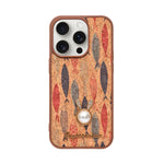 Bohemian Ethnic Print Cork Texture with Pearl Detail Phone Case for iPhone 14 Pro
