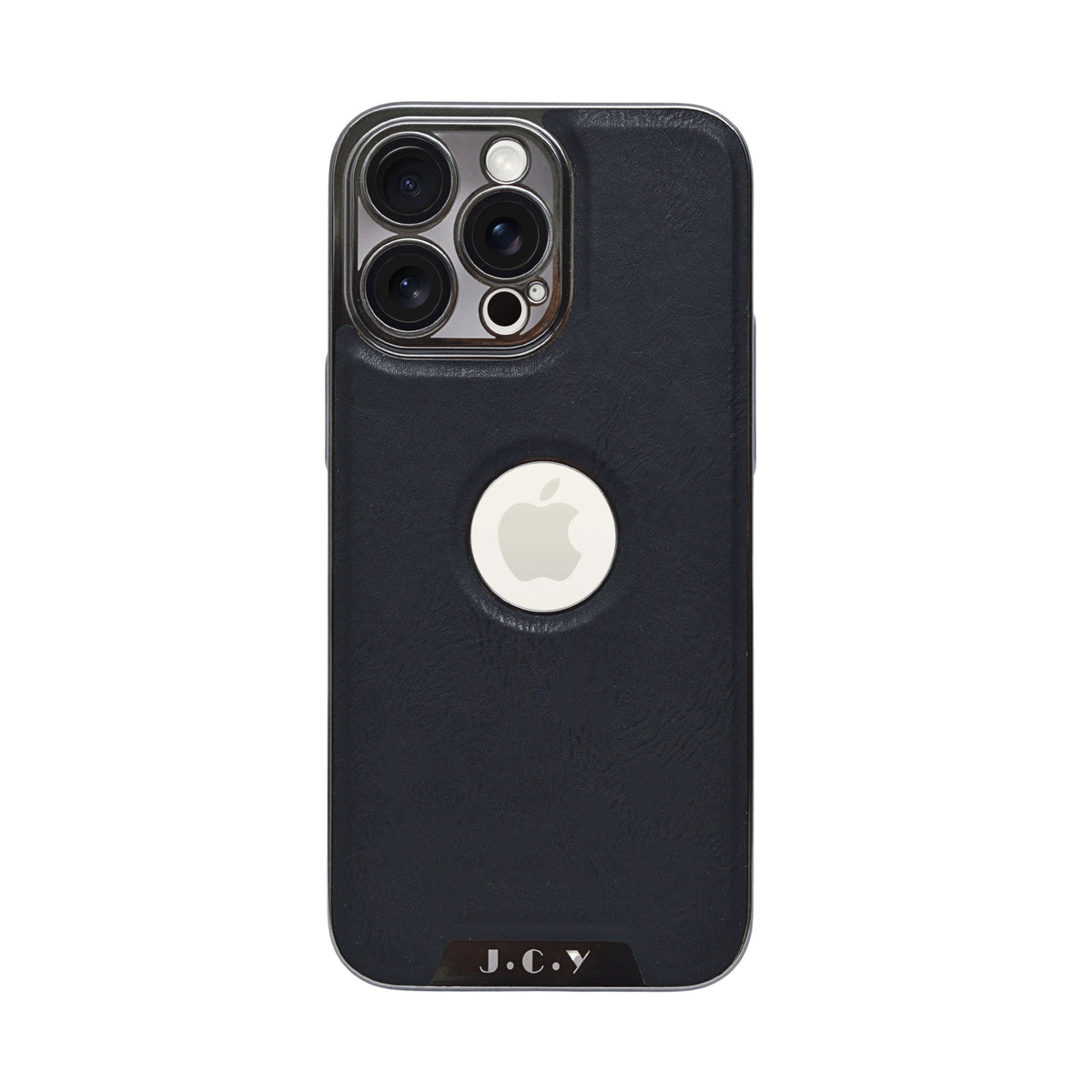 Luxury Vegan Leather with Logo Cutout Phone Case for iPhone 14 Pro Max