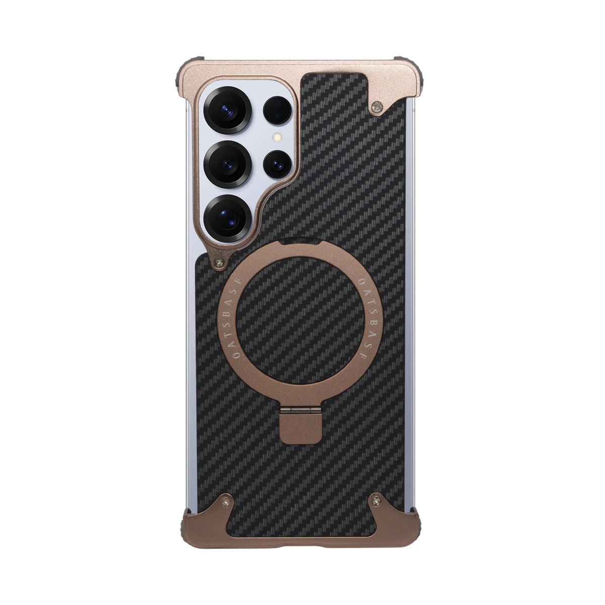 Premium Carbon Fiber Metal Edge & Kickstand Phone Case for Samsung S25 Ultra