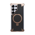 Premium Carbon Fiber Metal Edge & Kickstand Phone Case for Samsung S25 Ultra