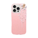 Luxury Glitter Finish with 3D Pearl Flower Design Phone Case for iPhone 16 Pro