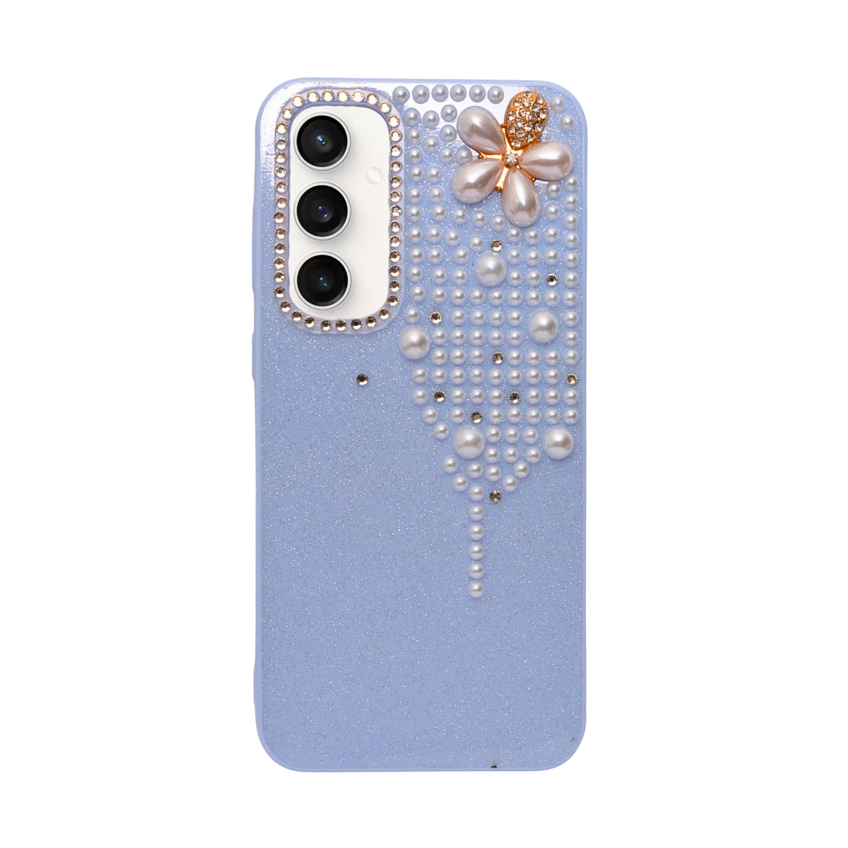 Luxury Glitter Finish with 3D Pearl Flower Design Phone Case for Samsung S23fe