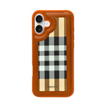 Leather Case, Classic Elegant Slim PU Checks Luxury Design Case For iPhone 16 Plus