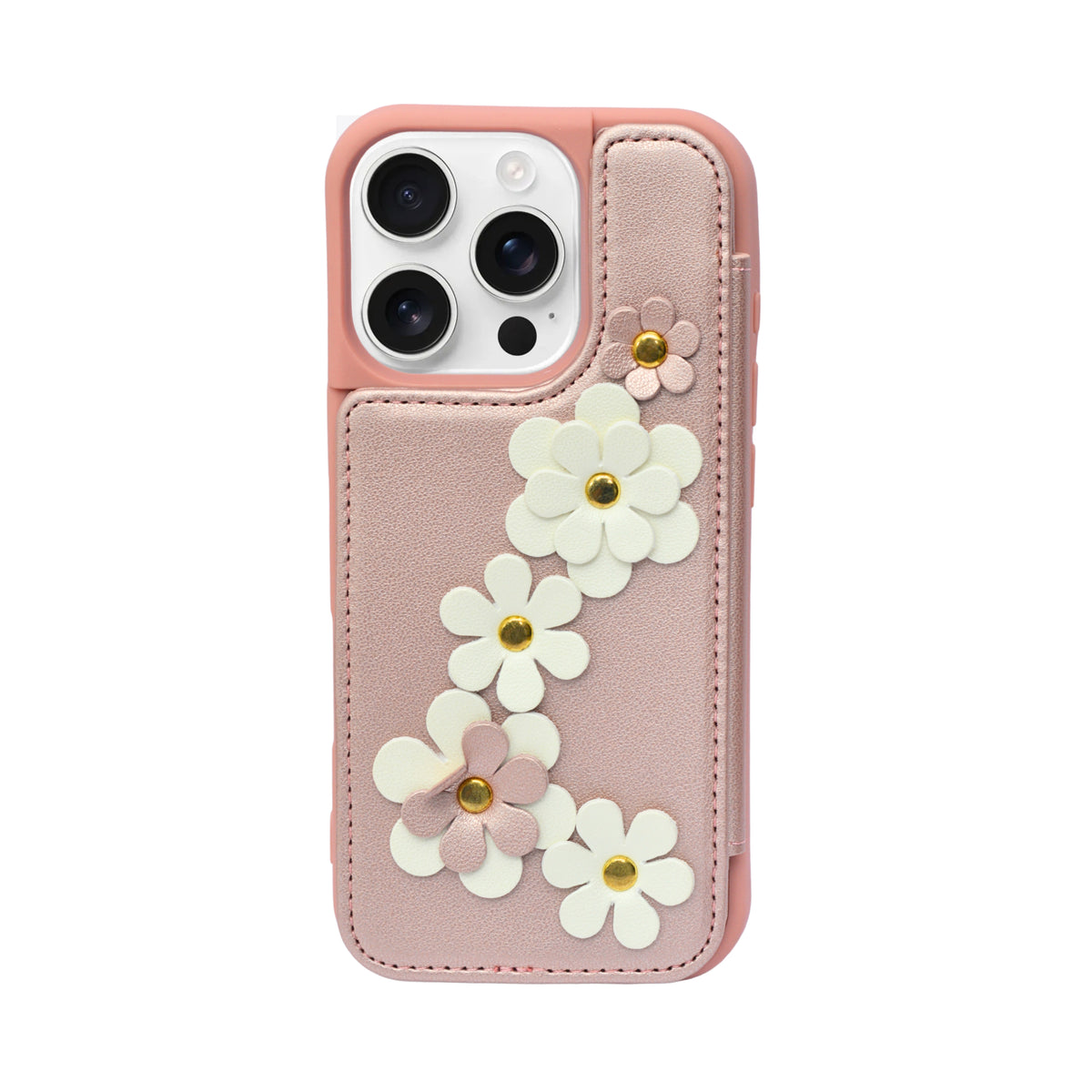 3D Flower Wallet Flip with Card Holder & Detachable Sling Phone Case for iPhone 16 Pro
