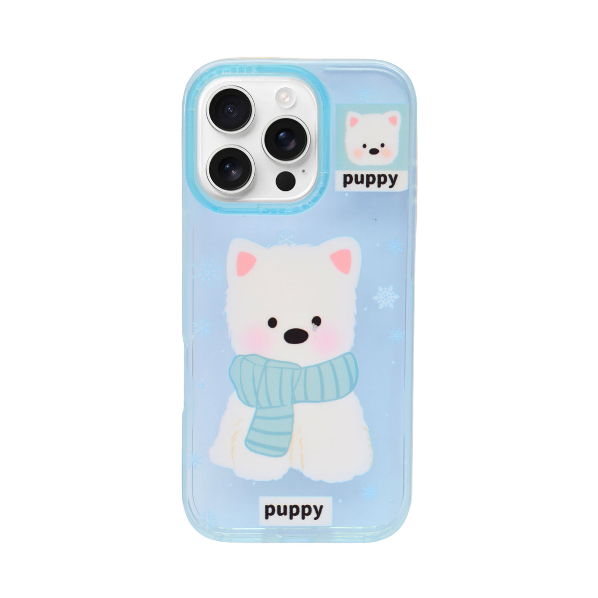 Fluffy Puppy Phone Case with Matching Wrist Strap Charm for iPhone 16 Pro