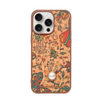 Bohemian Ethnic Print Cork Texture with Pearl Detail Phone Case for iPhone 14 Pro Max