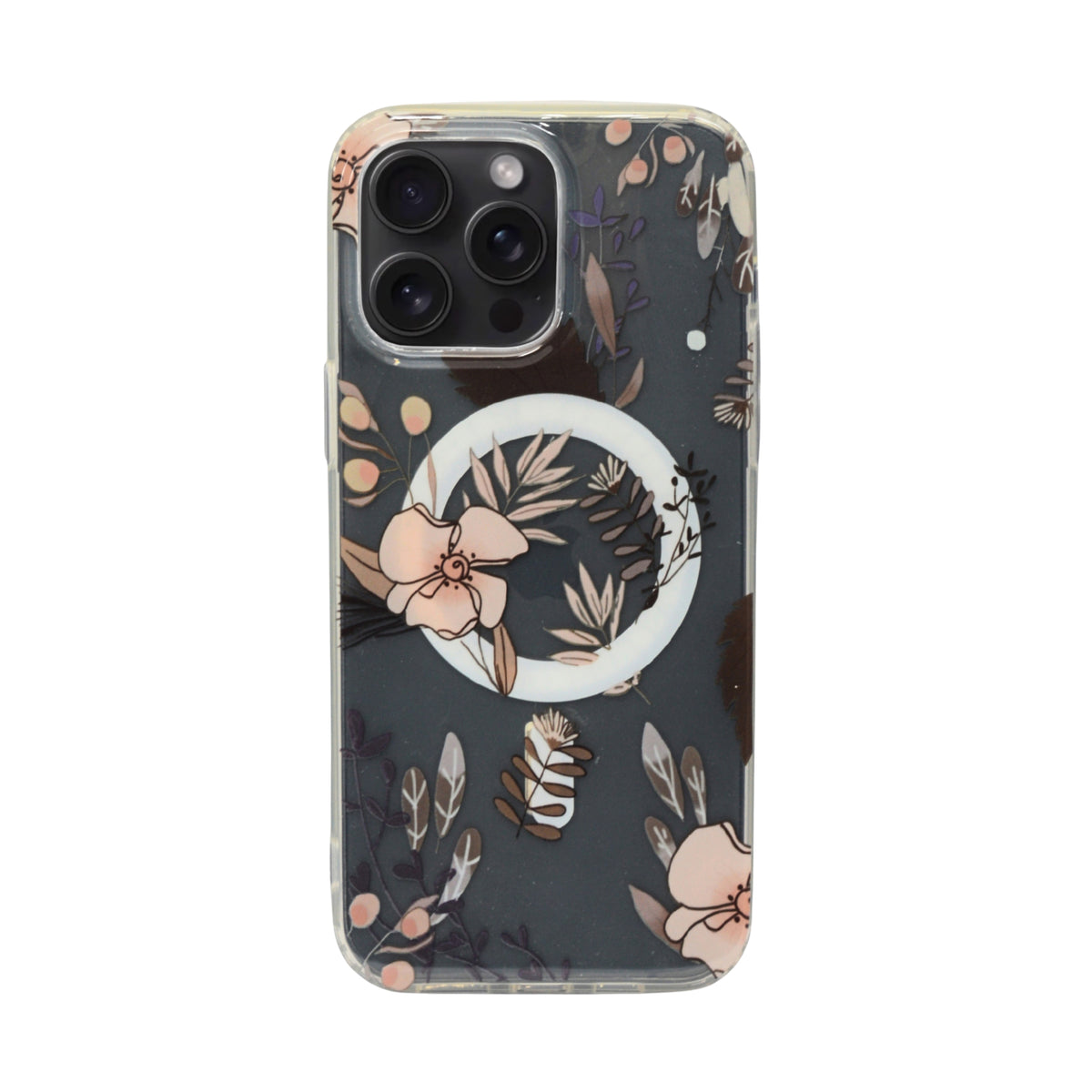 Floral Transparent MagSafe Shockproof Protection Phone Case For iPhone 15 Pro