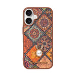 Bohemian Ethnic Print Cork Texture with Pearl Detail Phone Case for iPhone 16