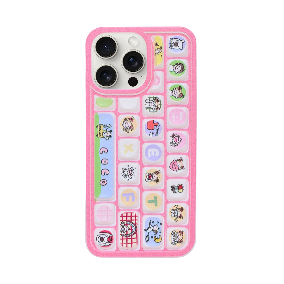Cute 3D Cartoon Keyboard Phone Case for iPhone 15 Pro Max