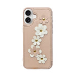 3D Flower Wallet Flip with Card Holder & Detachable Sling Phone Case for iPhone 16