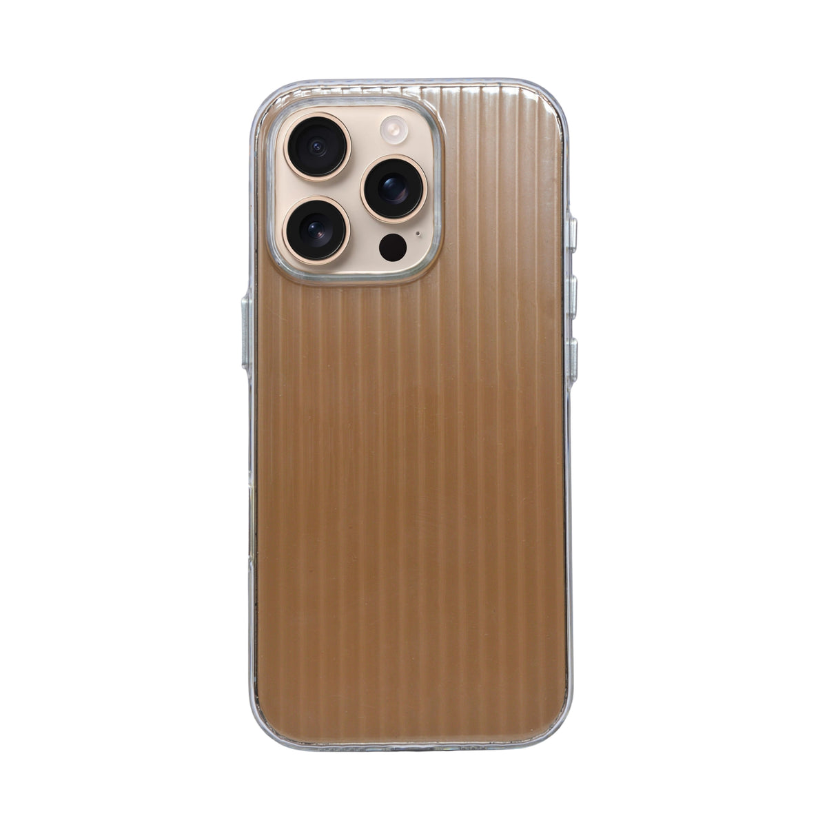 Glossy Transparent Hard Shell Striped Phone Case for iPhone 16 Pro