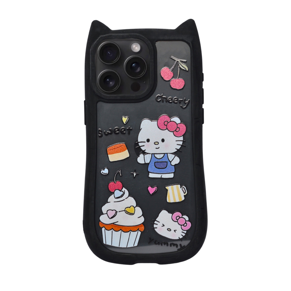 Cute Cartoon Phone Case with Cat Ears For iPhone 15 Pro