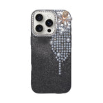 Luxury Glitter Finish with 3D Pearl Flower Design Phone Case for iPhone 16 Pro