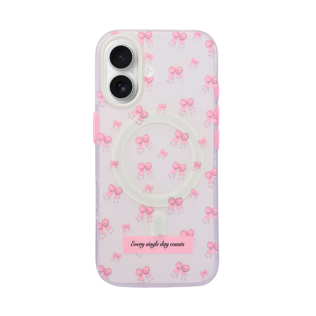 Pink Bow "Every Single Day Counts" Quote MagSafe Compatible Phone Case for iPhone 16