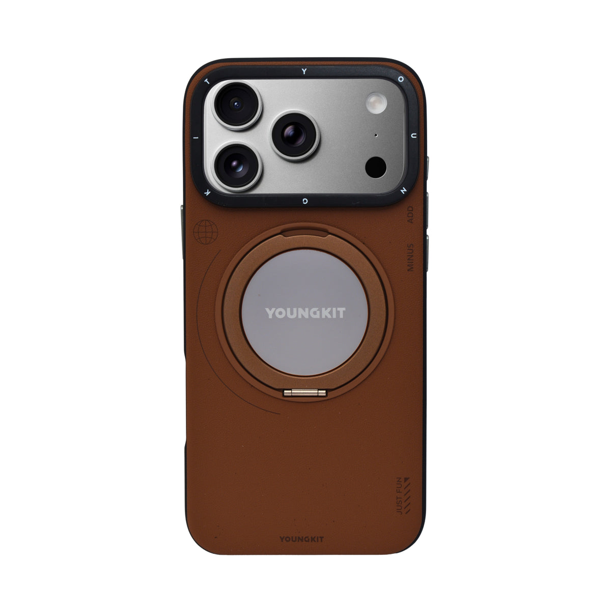 Luxury Leather Finish MagSafe with 360° Rotatable Kickstand Phone Case for iPhone 17 Pro Max