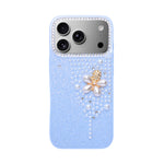 Luxury Glitter Finish with 3D Pearl Flower Design Phone Case for iPhone 17 Pro Max