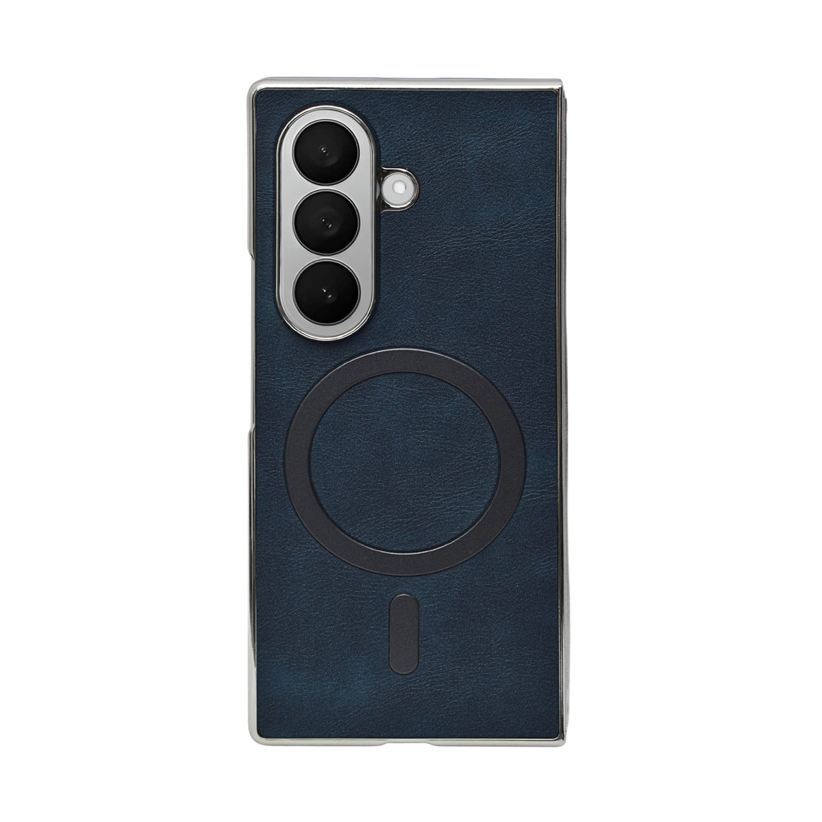 MagSafe Compatible Leather Case for Samsung Galaxy Z Fold 7 – Sleek Magnetic With Side Chrome Back Cover