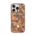 Bohemian Ethnic Print Cork Texture with Pearl Detail Phone Case for iPhone 16 Pro