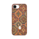 Bohemian Ethnic Print Cork Texture with Pearl Detail Phone Case for iPhone 16e