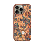 Bohemian Ethnic Print Cork Texture with Pearl Detail Phone Case for iPhone 15 Pro Max