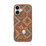 Bohemian Ethnic Print Cork Texture with Pearl Detail Phone Case for iPhone 16