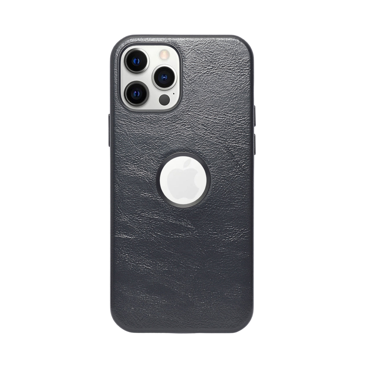 Premium Leather Finish with Metallic Logo Ring Cutout Phone Case for iPhone 12 /12Pro