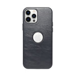 Premium Leather Finish with Metallic Logo Ring Cutout Phone Case for iPhone 12 /12Pro