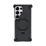 Premium Carbon Fiber Metal Edge & Kickstand Phone Case for Samsung S25 Ultra
