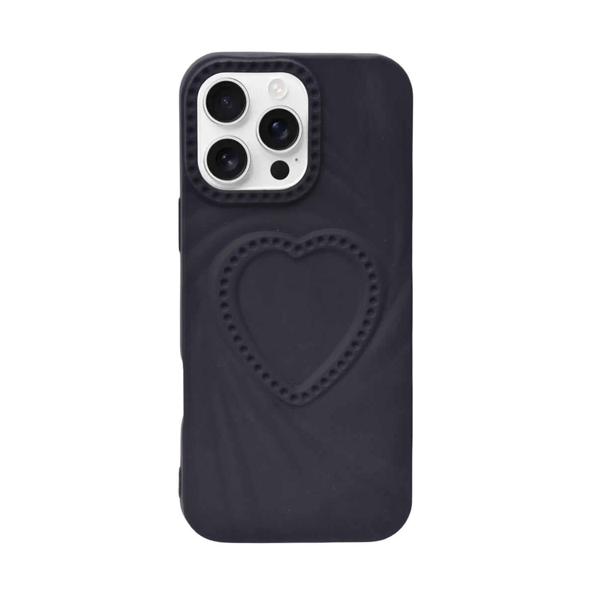 3D Heart Design Soft Silicone Protective Case for iPhone 16 Pro