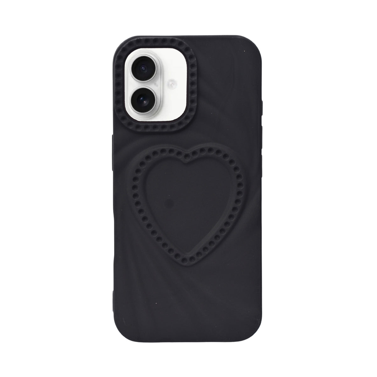 3D Heart Design Soft Silicone Protective Case for iPhone 16 Plus